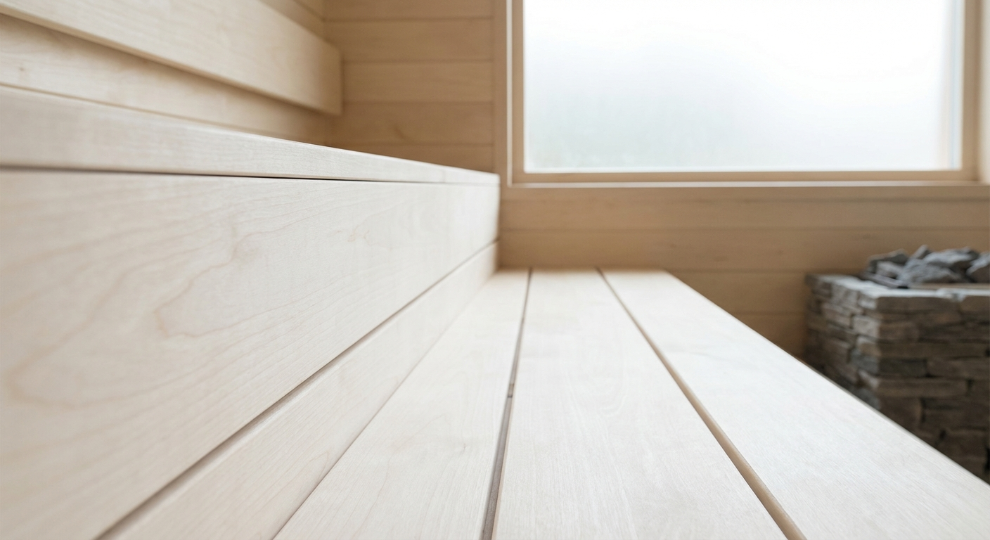 Helles Espenholz mit feiner glatter Oberfläche für Sauna-Innenausbau