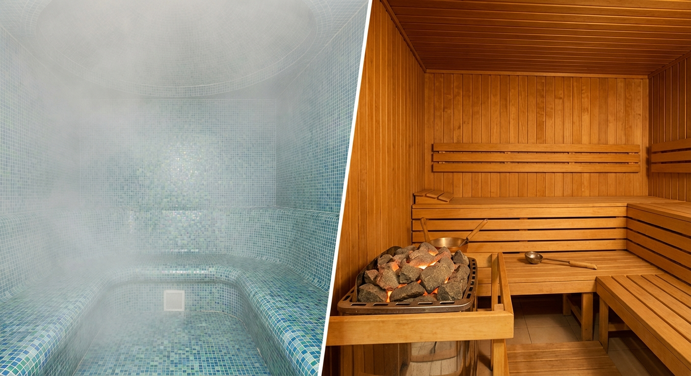 Dampfbad vs. Sauna — Unterschiede in Temperatur, Wirkung und Gesundheitseffekten