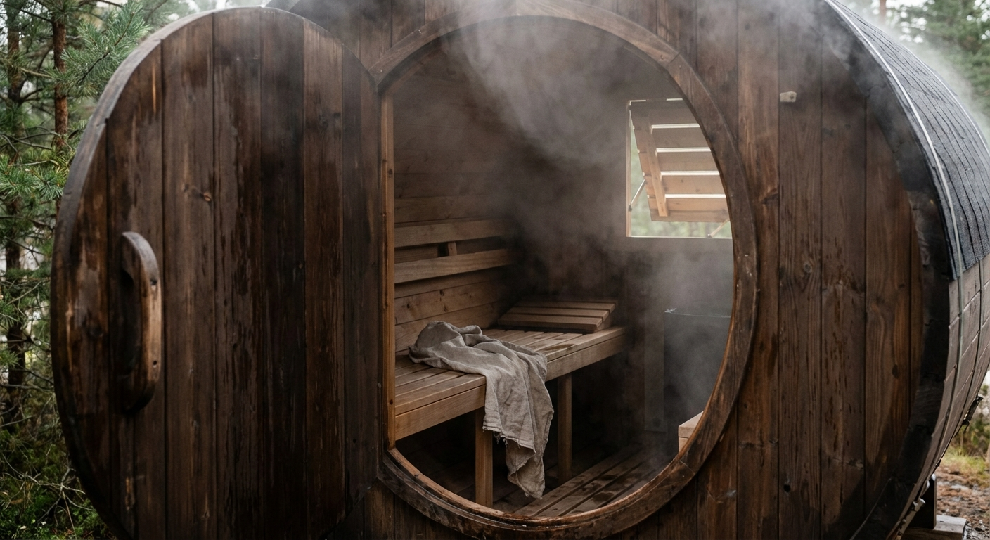 Open barrel sauna door after use